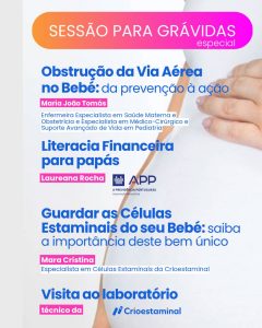 cartaz da sessão especial das Conversas com Barriguinhas com programa de palestrantes